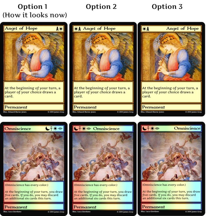 three card layout options